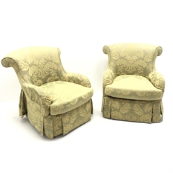 Pair fan back armchairs upholstered in c