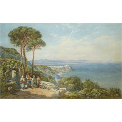 Charles Edmund Rowbotham (British 1856-1921): Ladies Carrying Amphorae on the Amalfi Coast, watercolour signed and dated 1891, 40cm x 65cm