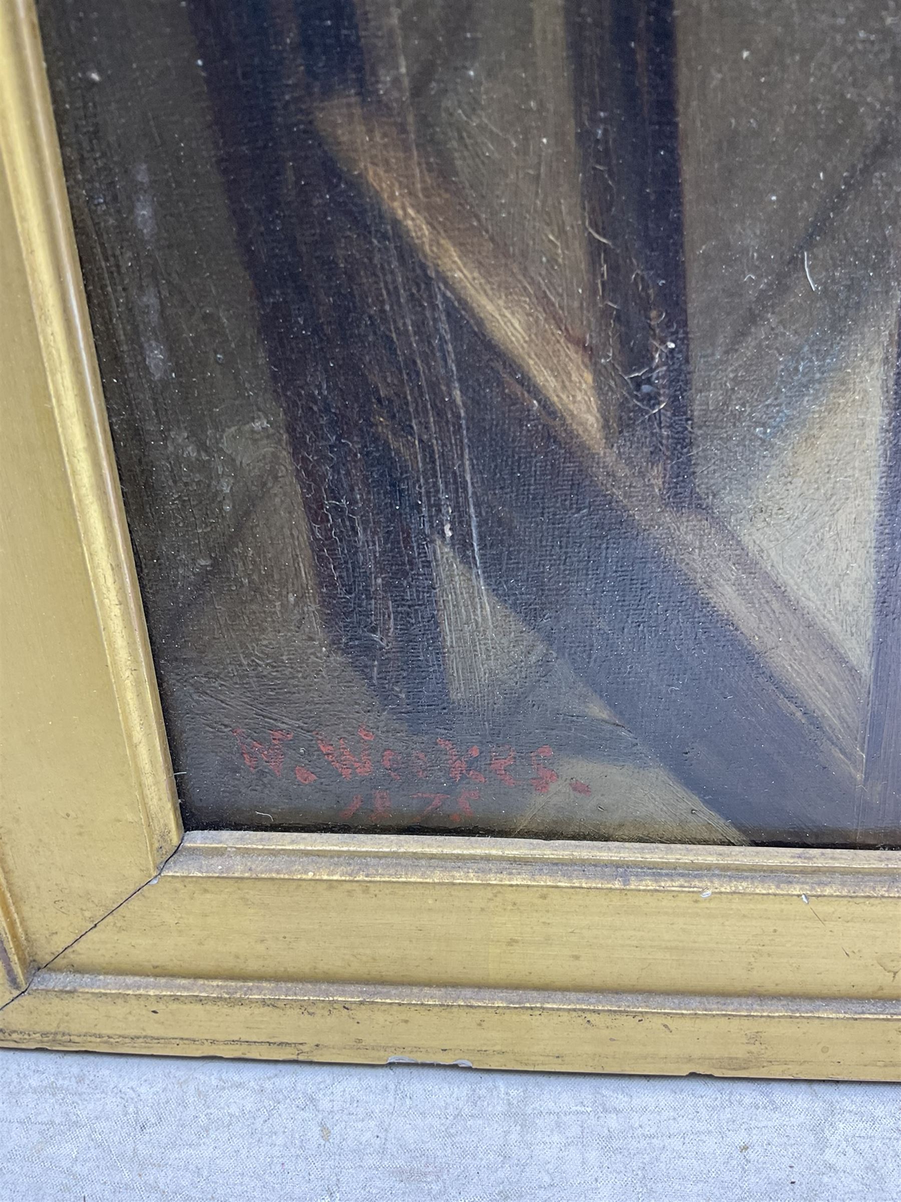 Herbert William Weekes (British 1841-1914): The School Room, oil on canvas signed and dated 1875, 86cm x 60cm