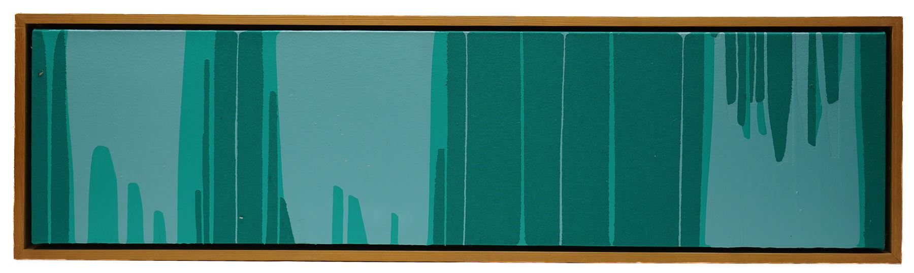 Gillian Ross Kelsey (British 1935-2025): 'Turquoise Drip', acrylic on canvas unsigned 30.5cm x 122cm
