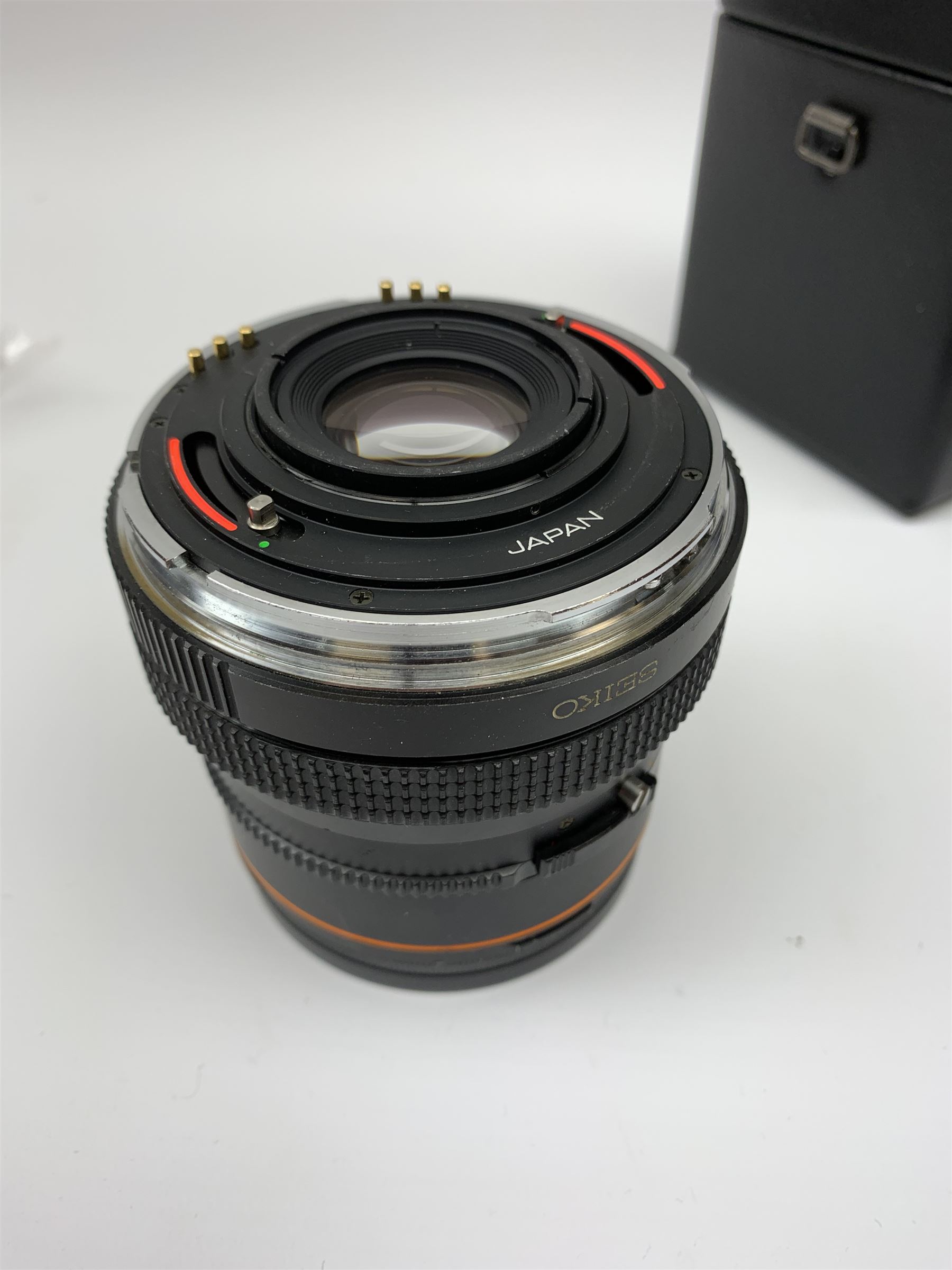 'Zenza Bronica SQ-B' camera fitted with 'Zenza Bronica Zenzanon-PS 1:28 f=80mm' lens, 'Zenza Bronica Zenzanon-PS 1:4 f=150mm' lens and 'Zenza Bronica Zenzanon-S 1:35 f=50mm' lens, with an instruction booklet