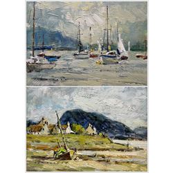 Tom Oldham (British 1928-2019): 'Plockton' and 'Wast Water - Sail Club', two oils on board signed, titled verso max 24cm x 29cm (2)