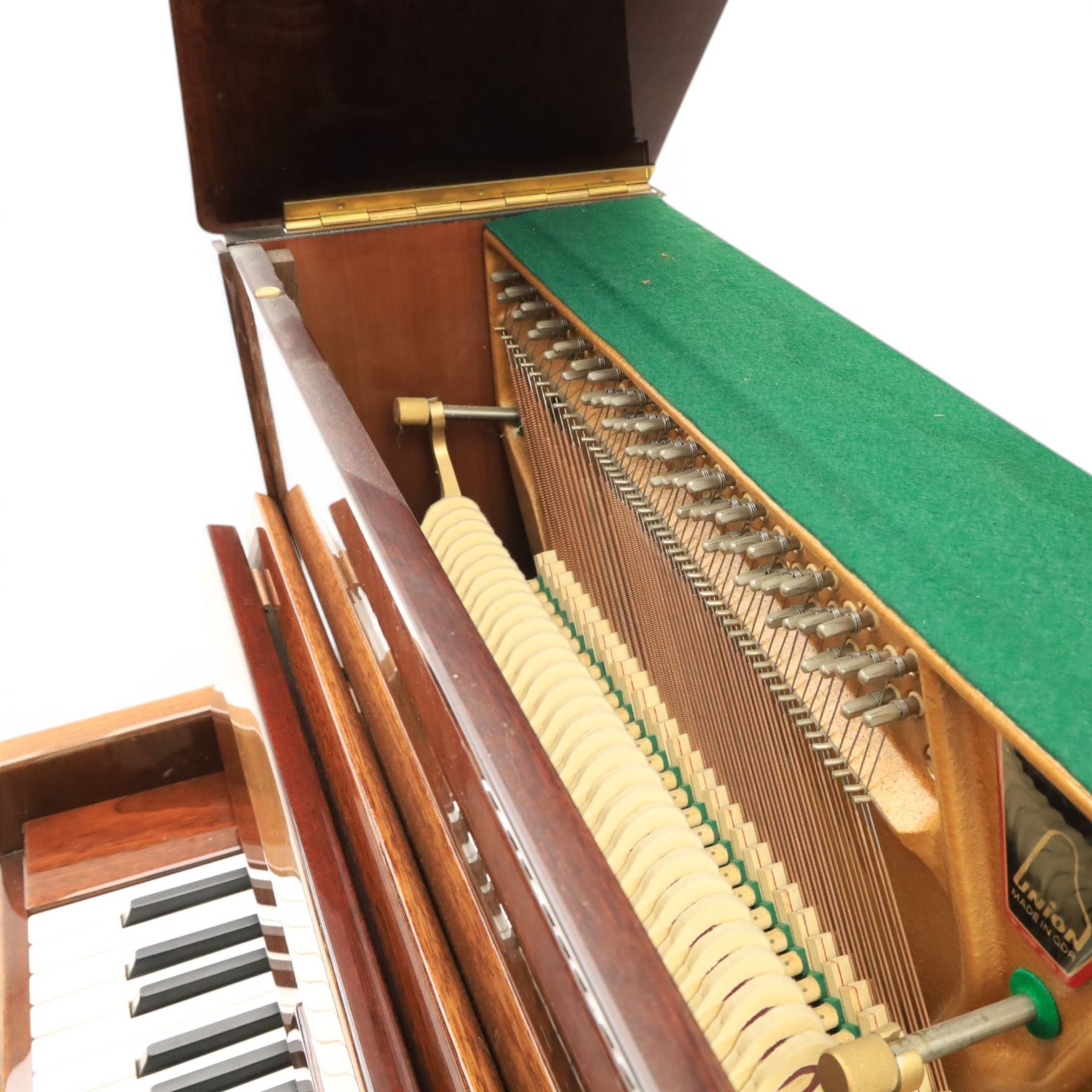 Wilh. Steinmann - 20th century East German mahogany veneered upright piano, together with matching stool