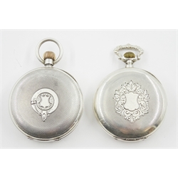 Early 20th century silver pocket watch, inner back case stamped Omega 6220200, London import marks 1919 and a French silver cased pocket watch hallmarked