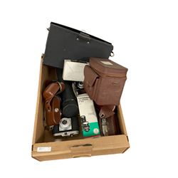 Collection of cameras, cases and lenses, including Halina, Luxette etc, 
