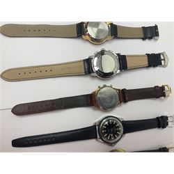 Three automatic wristwatches including Seiko, Debert chronograph and Swiss Emperor and four manual wind wristwatches including Chronograph Swiss, Interpol, Mithras chronograph and Oris
