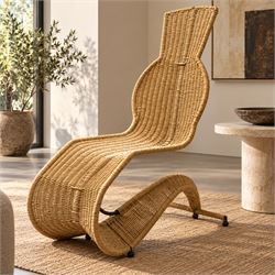 Tom Dixon (1959-) for Space Design - 1990s woven rattan lounge chair, exaggerated S-shaped...