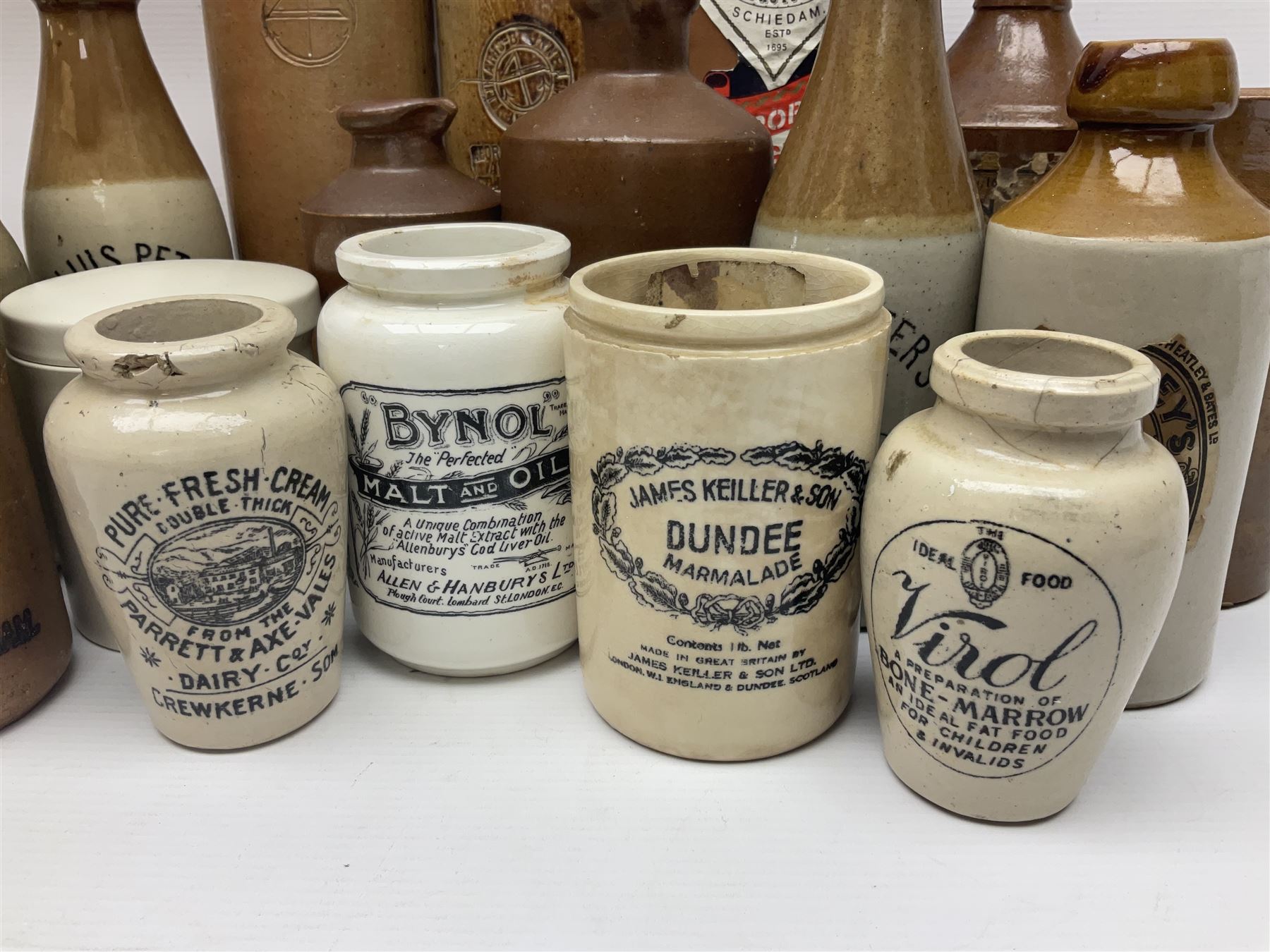 Julius Peters Hull stoneware bottle and a collection of other stoneware advertising bottles, jars and flagons etc