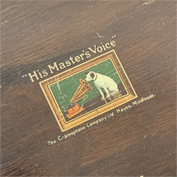 Early 20th century Art Deco radio by 'His Master's Voice', walnut and rosewood cased, W45cm, H49cm, D30cm