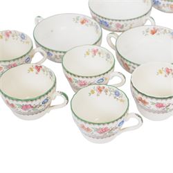 Spode Chinese Rose dinner service, including fourteen dinner plates, twelve side plates, teapot, milk jug, covered butter dish, serving platters etc 
