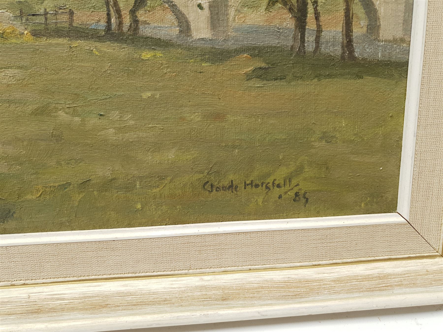 Claude Horsfall (British 1907-2003): 'Wharfedale from Dead Man's Hill' & 'Conistone Bridge and Kilnsey Crag', pair oils on board signed, original title labels verso 36cm x 59cm (2)