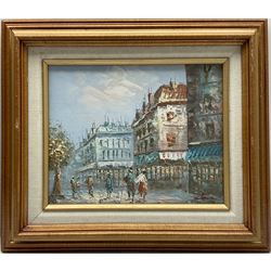 French School (20th century): Parisian Street Scenes, pair oils on board together with pair oils on canvas each 19cm x 24cm (4)