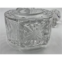 Modern silver mounted glass decanter, the cut glass body of circular form, with personal engraving, the silver collar hallmarked L J Millington, Birmingham 2008, overall H23.5cm