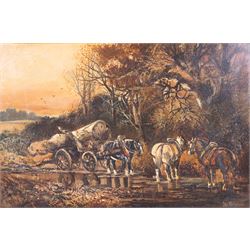 Harden Sidney Melville (British 1824-1894): The Logging Cart, oil on canvas signed 39cm x 60cm (2)
