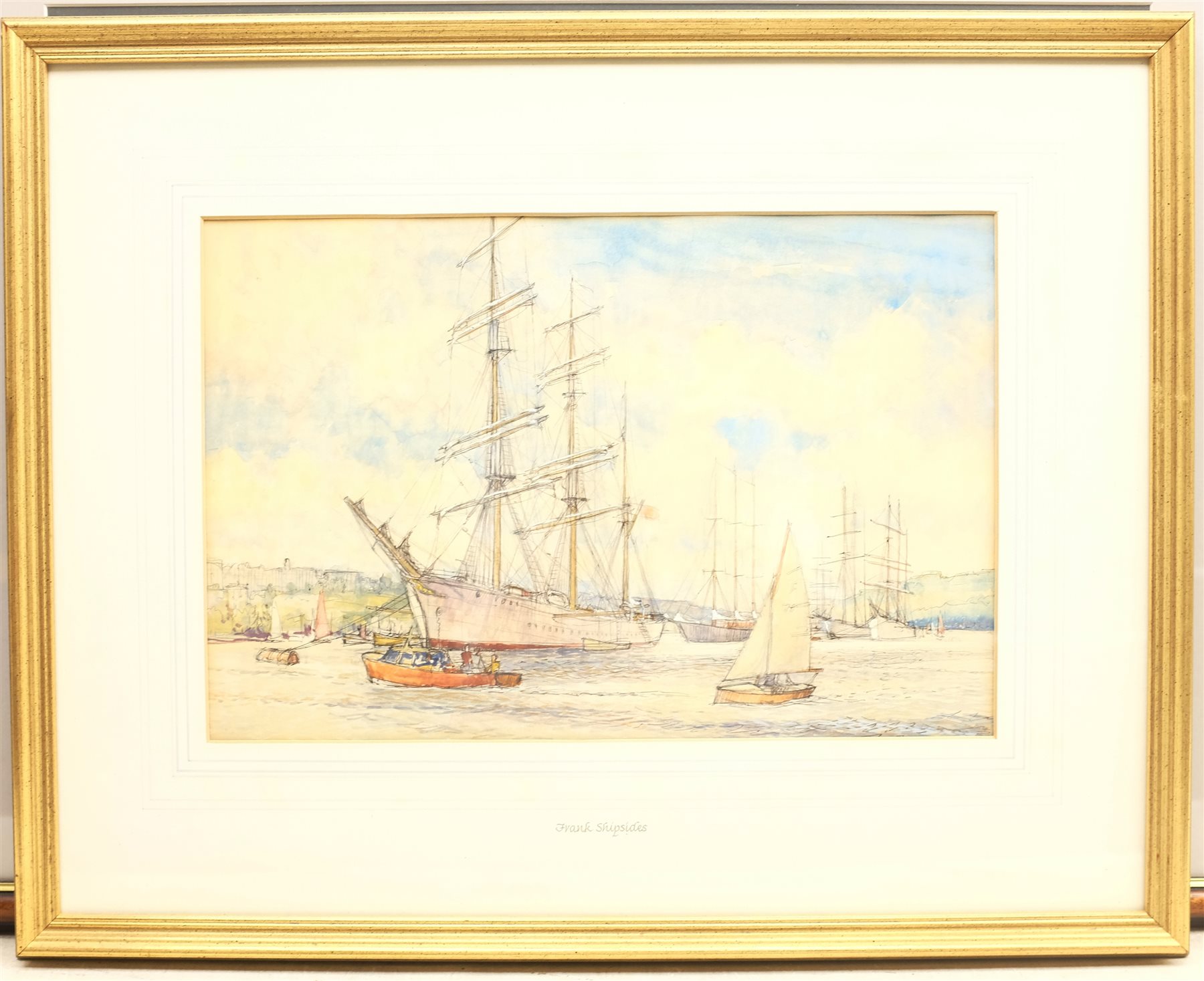 Frank Winston Shipsides (British 1908-2005): 'Shipping in the Estuary', watercolour unsigned, titled verso 25cm x 37cm