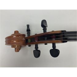 German half-size cello with 69cm two-piece maple back and ribs and spruce top; L112.5cm overall; in soft carrying case with two bows