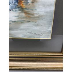 Mariusz Robaszkiewicz (Finnish contemporary): Ship in Helsinki Harbour, watercolour signed 29cm x 20cm