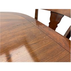 Grange Furniture - cherry wood finish oval extending dining table on square tapering supports, and a set of eight dining chairs with curved backs and upholstered seats 