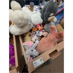 Collection of vintage and modern soft toys, including TY Beanie Babies, Disney Store Eeyore, etc