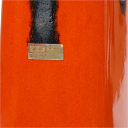 Four West German Fat Lava pottery examples to include two by Uebelacker Keramik, and another orange tubular example by Roth Keramik, largest H28cm (4)