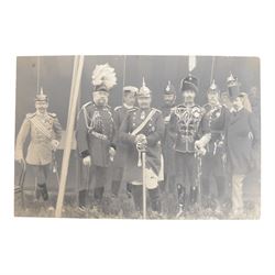 Two photographs of the Kaiser, the first of the Kaiser with Edward VII and ladies, the second of the Kaiser at Aldershot together with portrait picture of the Kaiser
