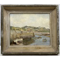 English School (Early 20th century): Fishing Boats by the Quayside, oil on board unsigned 20cm x 26cm