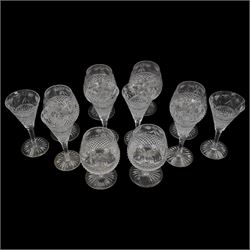 Set of six Stuart Crystal Beaconsfield pattern brandy glasses and set of six sherry glasses
