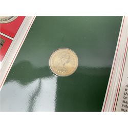 Two Great Britain and Northern Island proof sets dated 1970 and 1971, both with card cases, three 1986 Commonwealth Games commemorative two pound coins, in card folders, and six brilliant uncirculated one pound coins, in card folders