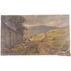 Albert George Stevens (Staithes Group 1863-1925): Gunnerside, oil on board signed 20cm x 35cm