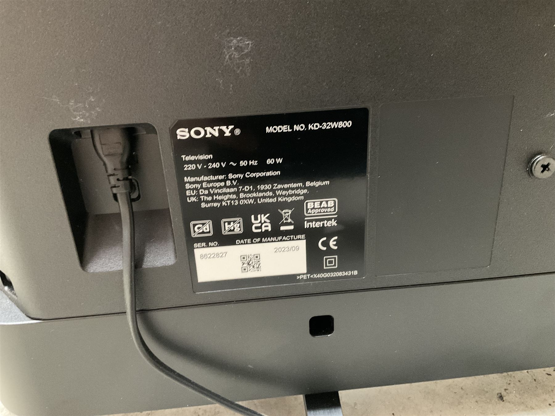 Sony 32” television (no remote)
