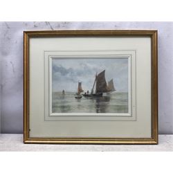 Frederick William Scarborough (British 1860-1939): Boats in a Calm, watercolour signed 24cm x 34cm 