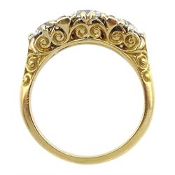 18ct gold three stone diamond ring, the central diamond of approx 1.15 carat, with four diamond accents set between, total diamond weight approx 2.25 carat