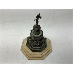 Five Lilliput Lane models from the 'Britain's Heritage' collection, comprising The Royal Albert Hall, Windsor Castle Round Tower, Eros and Nelson's Column and another snowed, all boxed