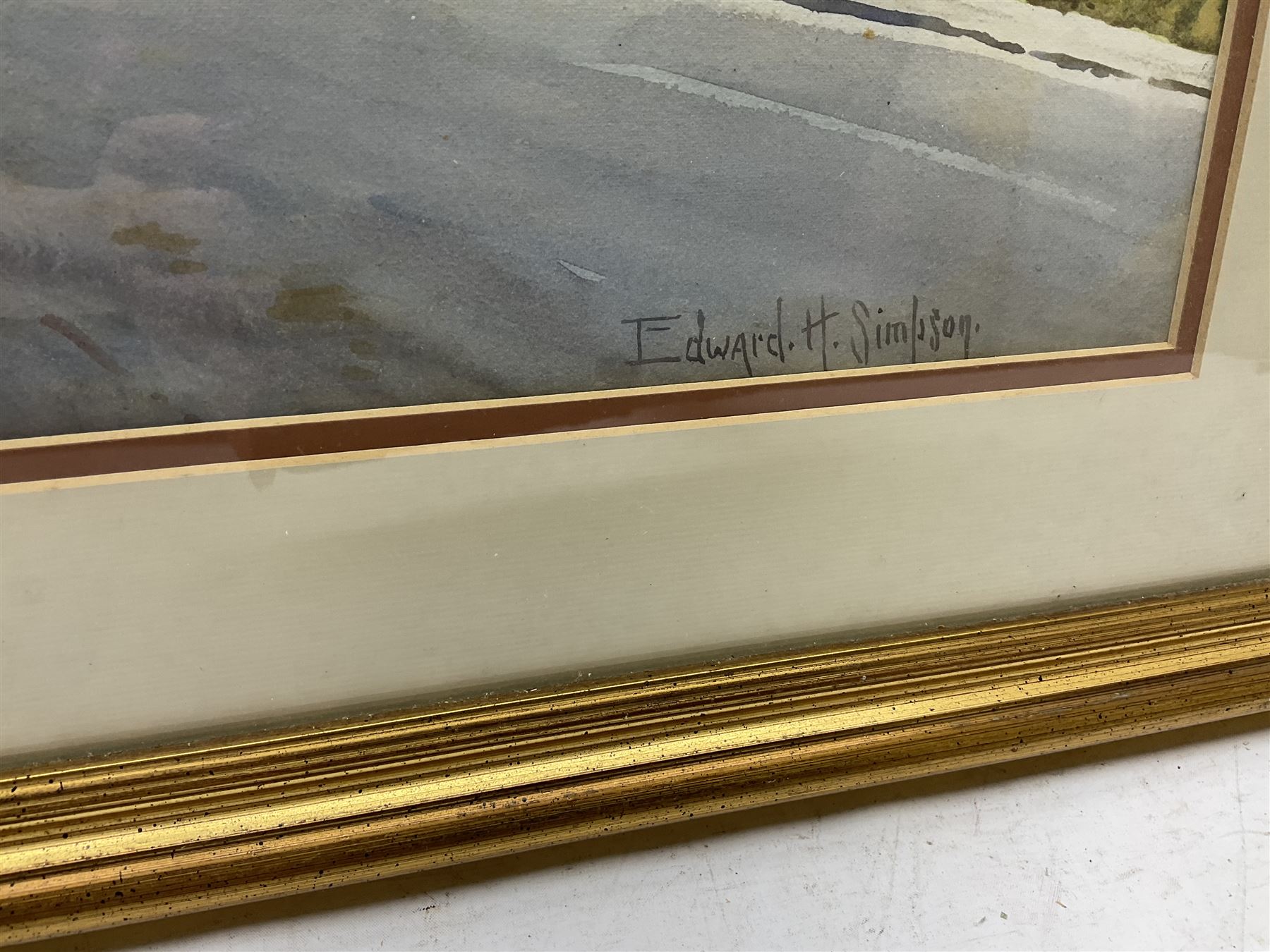 Edward H Simpson (British 1901-1989): Folkton Village Main Street and Hiking through the North Yorkshire Moors, two watercolours signed max 36cm x 52cm (2)