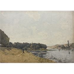 Paul Lecomte (French 1842-1920): Boating on the River, watercolour signed 27cm x 38cm