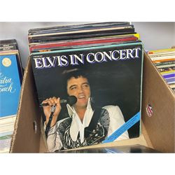 Quantity of vinyl records, including Elvis, Cliff Richard, Dianna Ross, Frank Sinatra etc, in three boxes  