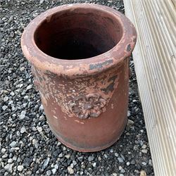 Terracotta chimney pot decorated with rose head motifs - THIS LOT IS TO BE COLLECTED BY APPOINTMENT FROM DUGGLEBY STORAGE, GREAT HILL, EASTFIELD, SCARBOROUGH, YO11 3TX