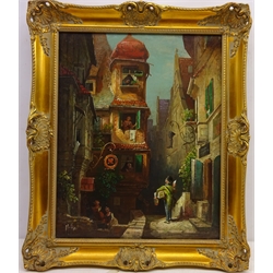  Italian Street Scene, 20th Century oil on canvas signed Hafke? 48cm x 38cm  
