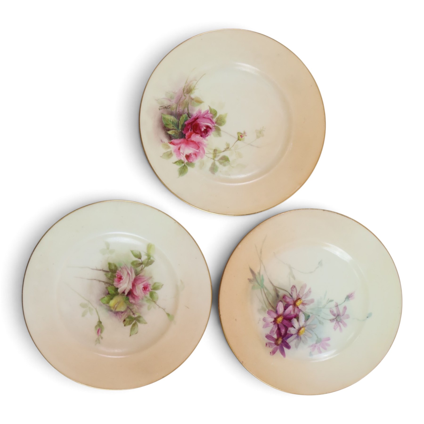 Royal Worcester blush ivory, including miniature teapot, two miniature tygs, two teacups and saucer and three miniature plates, teapot H8cm