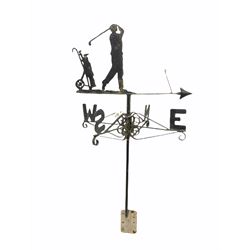 Wrought metal weathervane, set with golfing scene - THIS LOT IS TO BE COLLECTED BY APPOINTMENT FROM DUGGLEBY STORAGE, GREAT HILL, EASTFIELD, SCARBOROUGH, YO11 3TX
