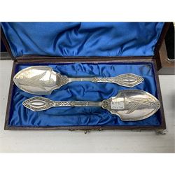 Large collection of silver-plated cased cutlery, to include Elkington & Co fish knives, forks and servers with simulated ivory handles, together with another similar example in wood case, fruit servers with shell terminals, Sheffield EPNS, carving set, etc