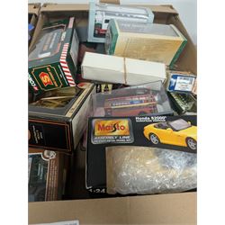 Collection of diecast model vehicles, including two Munster Koaches, Maisto Hondo S2000, NewRay cars, Hotwheels, etc