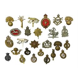 Twenty-six cap badges for Yeomanry and various guards including Fife & Forfar, Lothian and Border Horse, Leicestershire, Northamptonshire, Queens Own, Coldstream, Grenadier, Machine Gun Regiment, Life Guards etc (26)