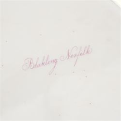 Set of five Derby plates with painted landscapes by Henry Lark Pratt, within gilt detailed swept boarders, the scenes comprising 'Brougham Castle - Northumberland' 'Eglinton Castle' 'Tivoli' and 'Blickling - Norfolk', with painted titles to base, pattern no. 3351 (5)