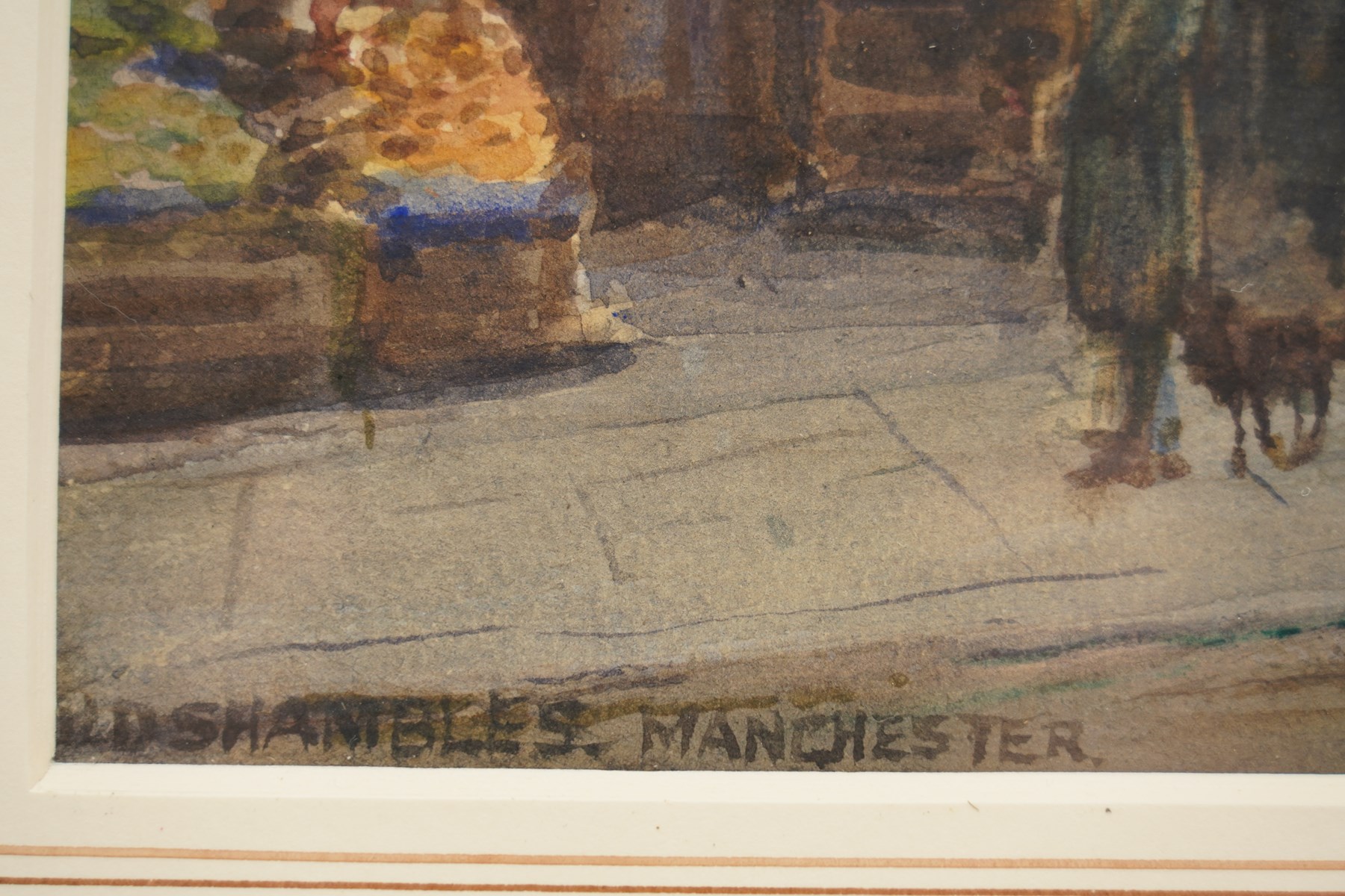 Francis Browne Tighe (British c.1865-1936): 'Old Millgate' and 'Old Shambles - Manchester', pair of watercolours signed titled and dated 1927, in matching frames 34cm x 24cm (2)
