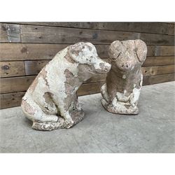 Pair painted stone pigs 
