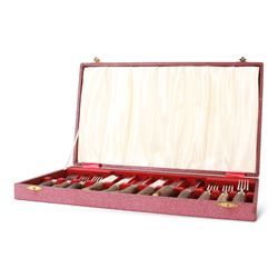 Cased set of stag horn antler knives and forks by Cooper Bros & Sons