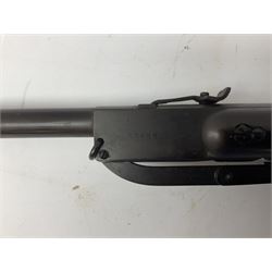 .22 air rifle with break barrel action and 48cm barrel; no visible maker but marked 'Foreign' No.55951; fitted with 4x20 telescopic sight L109cm overall