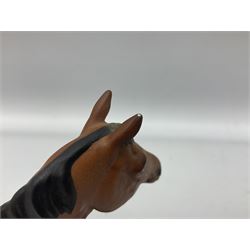 Beswick 'Mill Reef' horse figure, on a wooden plinth together with Beswick Ware horse figure 'Red Rum' on wood plinth, both with printed mark beneath