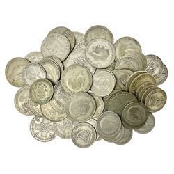 Approximately 520 grams of Great British pre-1947 silver coins including florin/two shilling and one shillings